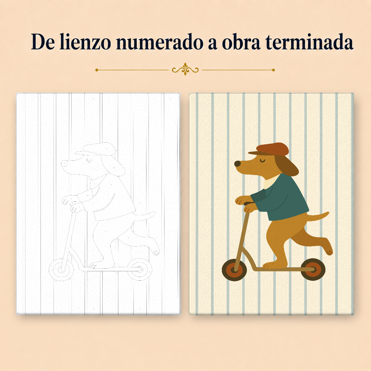 Kit de Lienzo para pintar por números - Perro patineta