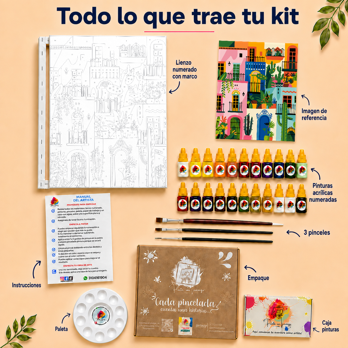 Kit para pintar por números - Fachada Puertas Mexicanas