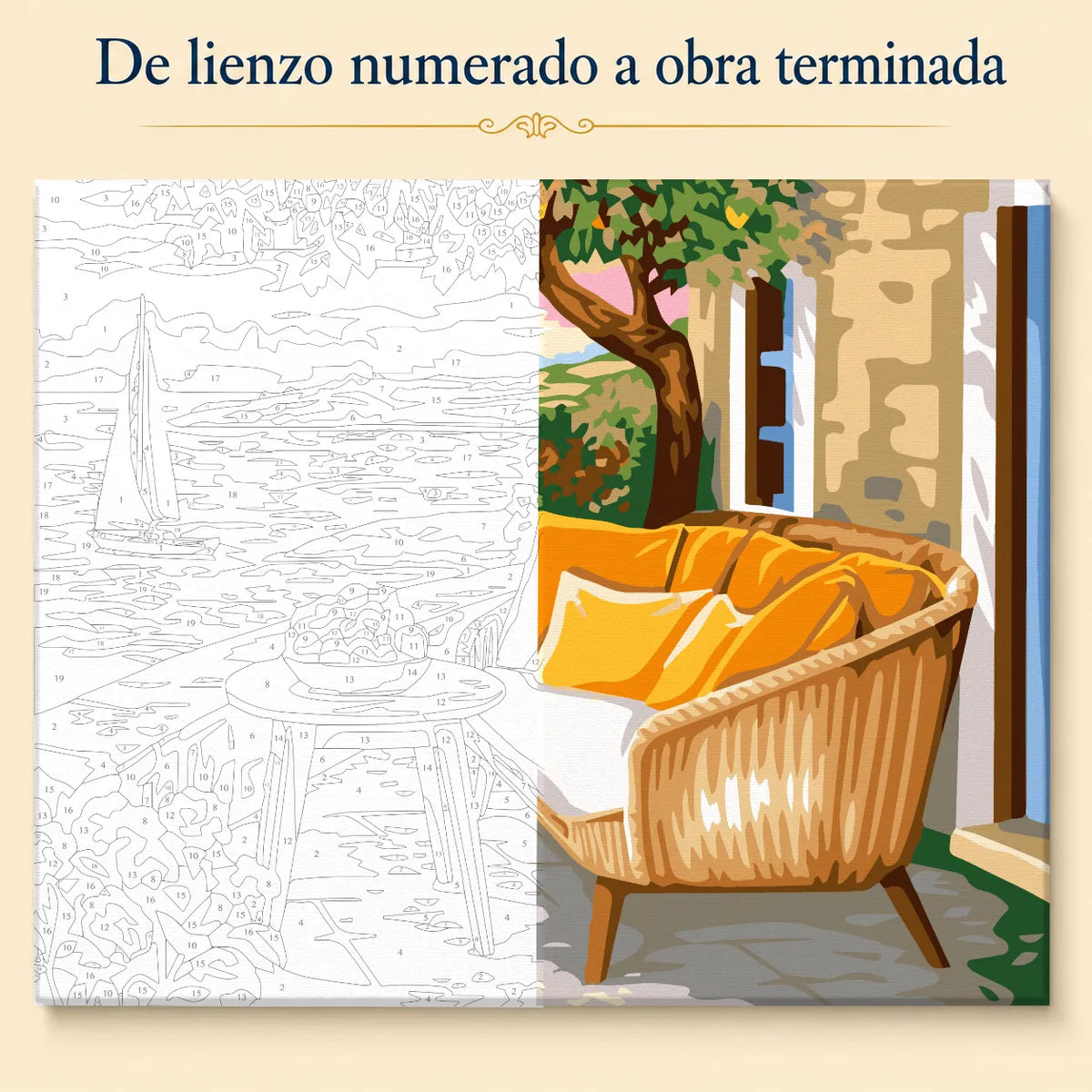 Kit para pintar por números - Paisaje Silla al Mar