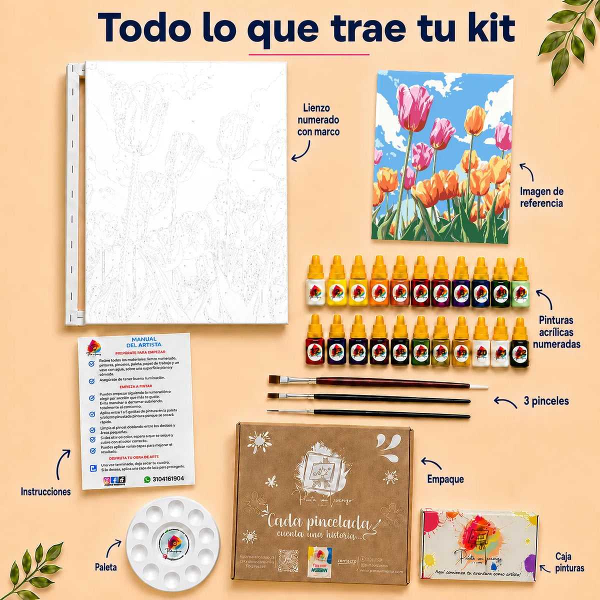 Kit para pintar por números - Campo de Tulipanes
