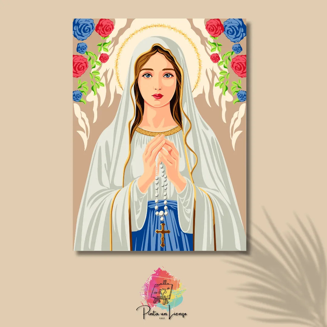 Kit de Lienzo para pintar por números - Virgen María Advocación del Santo Rosario