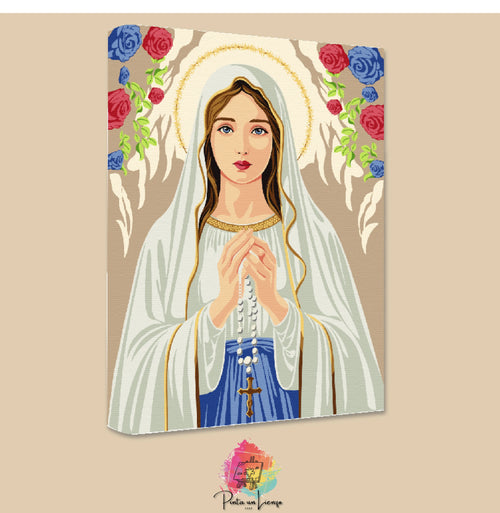 Kit de Lienzo para pintar por números - Virgen María Advocación del Santo Rosario