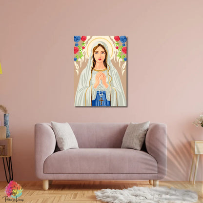 Kit de Lienzo para pintar por números - Virgen María Advocación del Santo Rosario