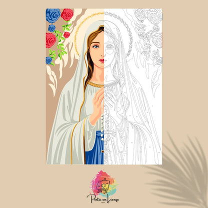 Kit de Lienzo para pintar por números - Virgen María Advocación del Santo Rosario