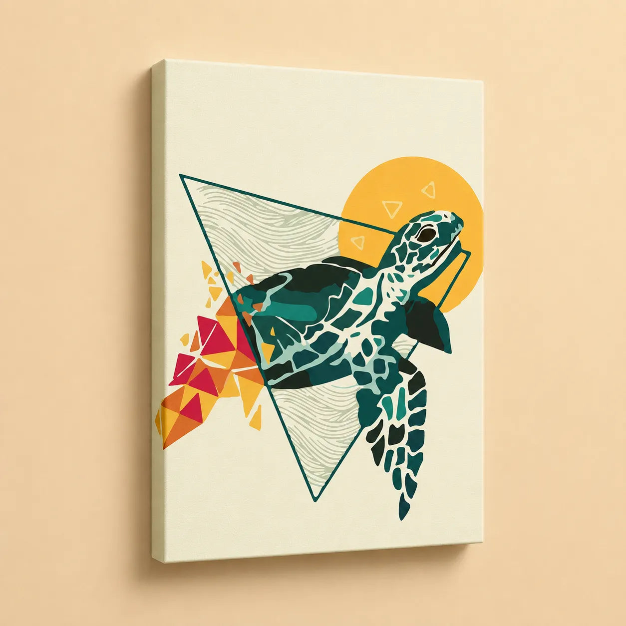 Kit de Lienzo para Pintar por Números - Tortuga Carey Estilo Geométrico
