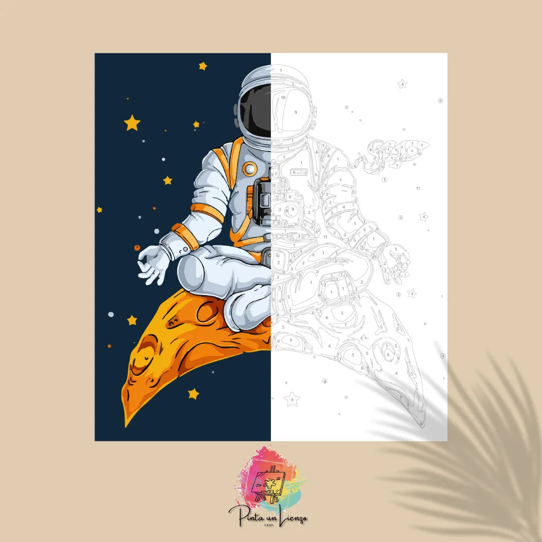 Kit de Lienzo para pintar por números - Astronauta Medita sobre la Luna