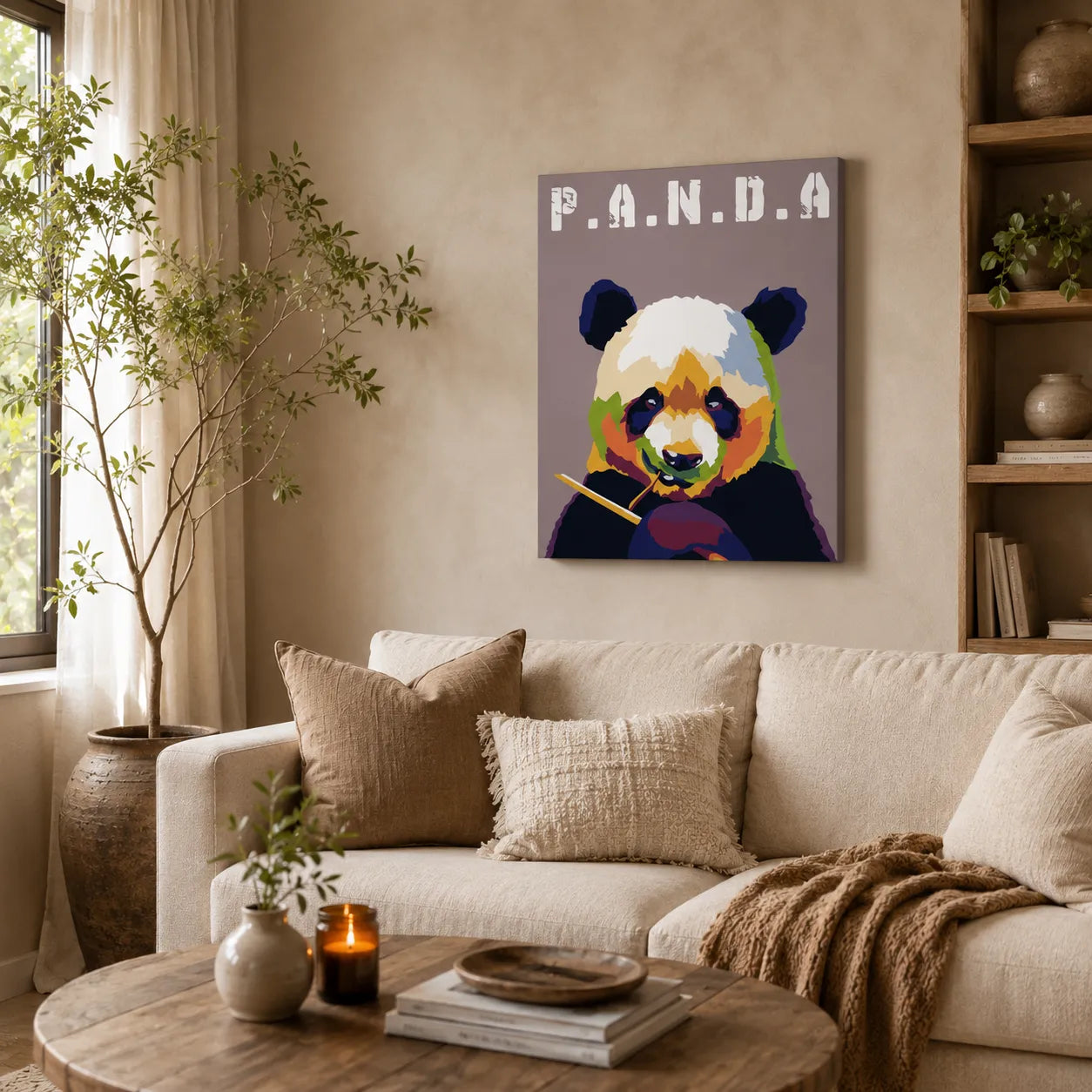 Kit de Lienzo para Pintar por Números - Oso Panda Pop Art Colorido