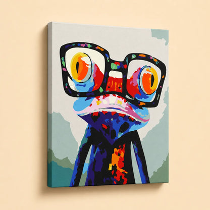 Kit de Lienzo para Pintar por Números - Rana gafas colorido