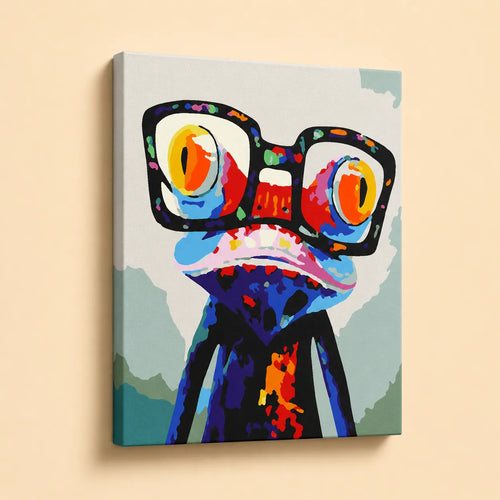 Kit de Lienzo para Pintar por Números - Rana gafas colorido