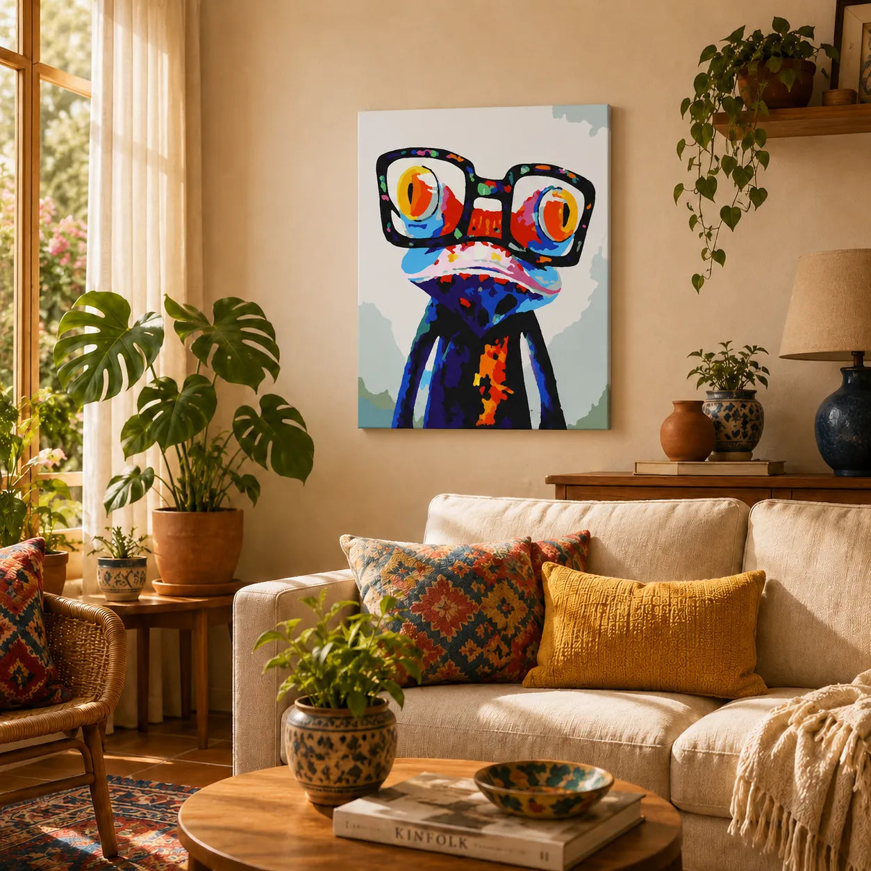 Kit de Lienzo para Pintar por Números - Rana gafas colorido