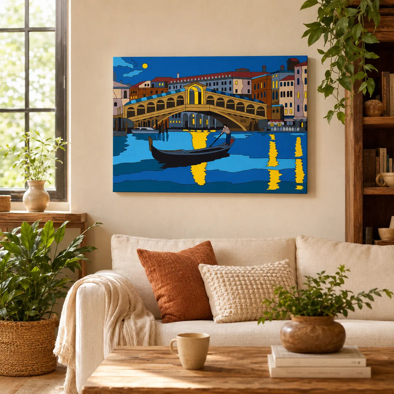 Kit de Lienzo para Pintar por Números - Paseo en Góndola Bajo la Luna Venecia