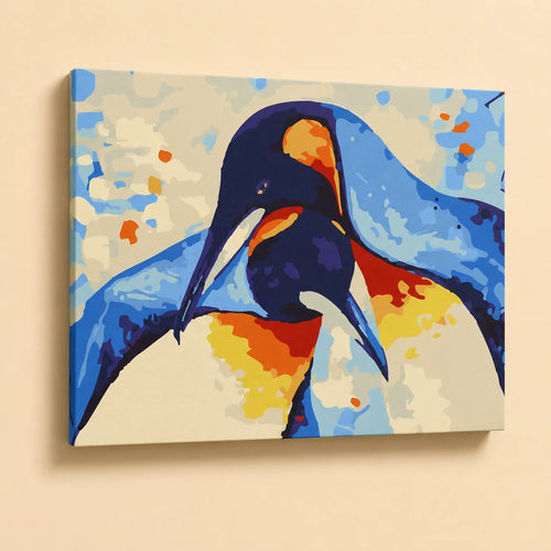 Kit de Lienzo para Pintar por Números - Pareja de Pingüinos vínculo eterno