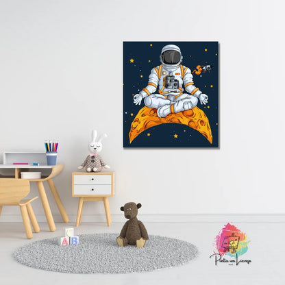 Kit de Lienzo para pintar por números - Astronauta Medita sobre la Luna