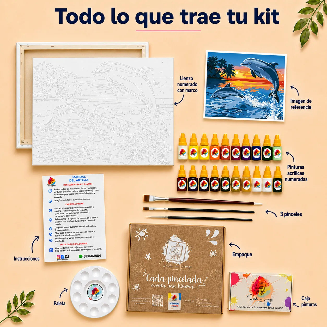 Kit para pintar por números - Delfines en el mar