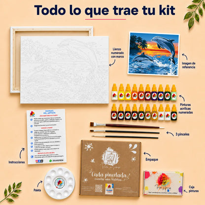 Kit para pintar por números - Delfines en el mar