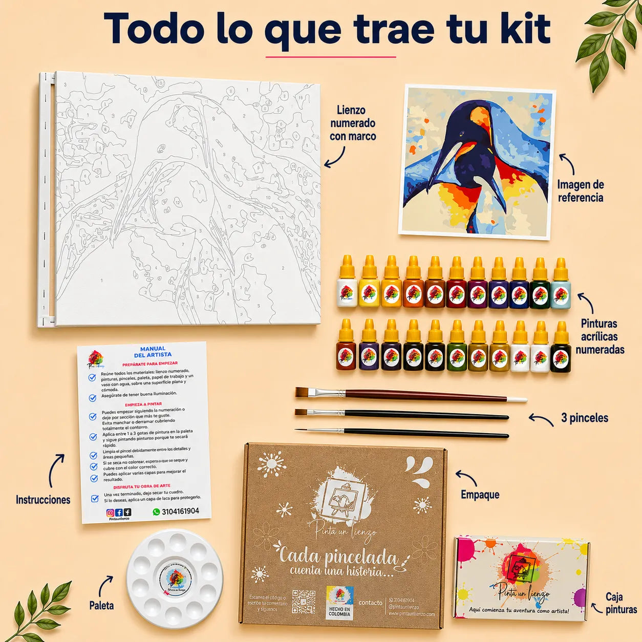 Kit de Lienzo para Pintar por Números - Pareja de Pingüinos vínculo eterno