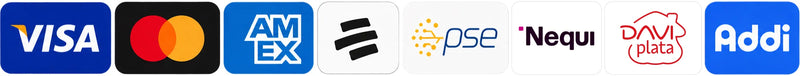 Pagos seguros por Wompi: Visa, Mastercard, American Express, PSE, Nequi y Bancolombia