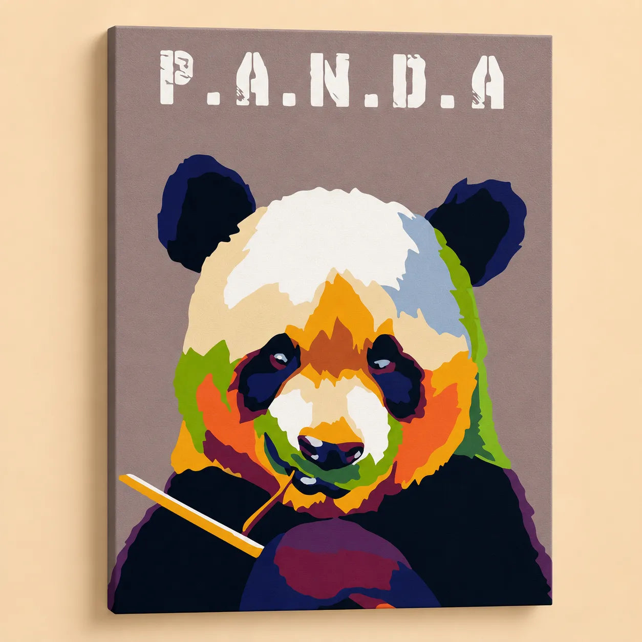 Kit de Lienzo para Pintar por Números - Oso Panda Pop Art Colorido