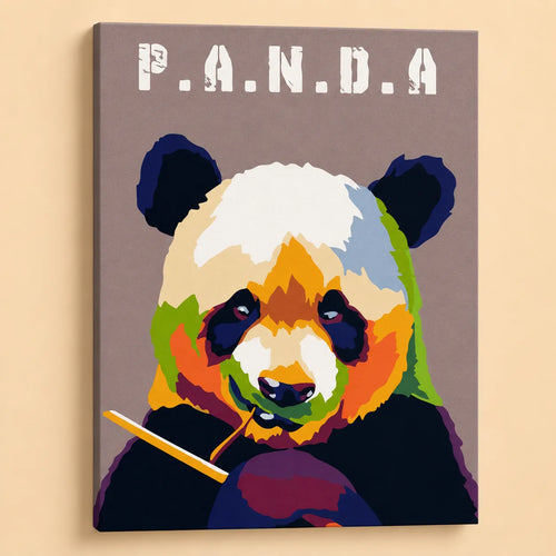 Kit de Lienzo para Pintar por Números - Oso Panda Pop Art Colorido