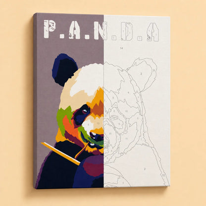 Kit de Lienzo para Pintar por Números - Oso Panda Pop Art Colorido