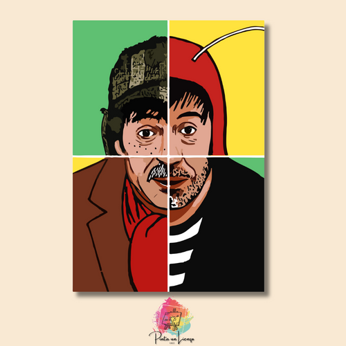 Kit para pintar por números - Roberto Gomez personajes El Chavo-Chespitiro-Dr Chapatin-Chómpiras