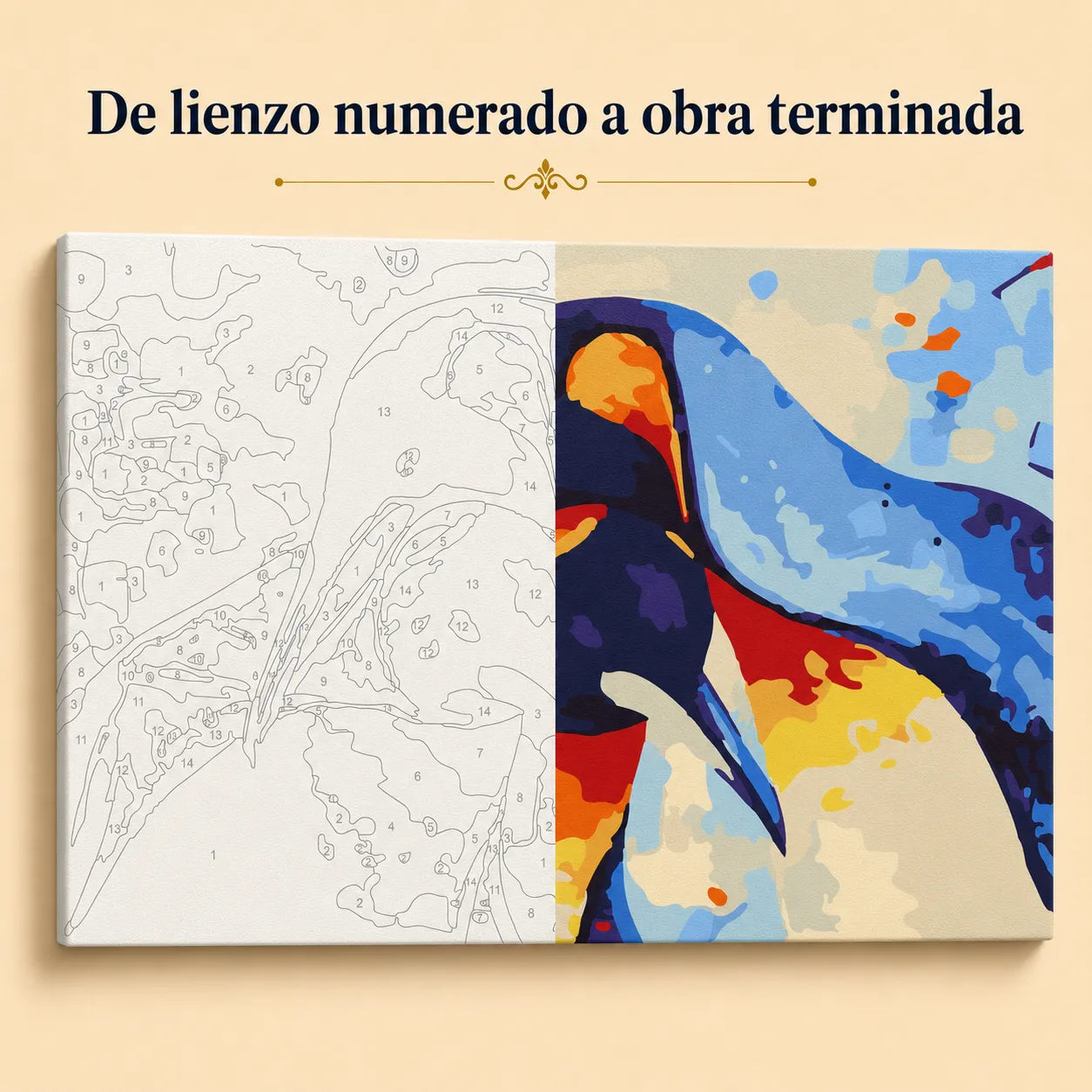 Kit de Lienzo para Pintar por Números - Pareja de Pingüinos vínculo eterno
