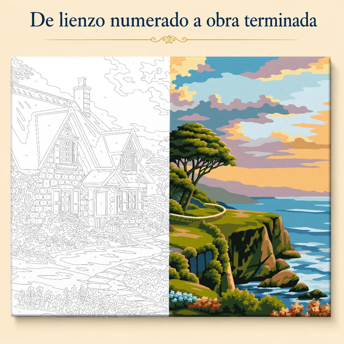 Kit de Lienzo para Pintar por Números - Casa frente al mar