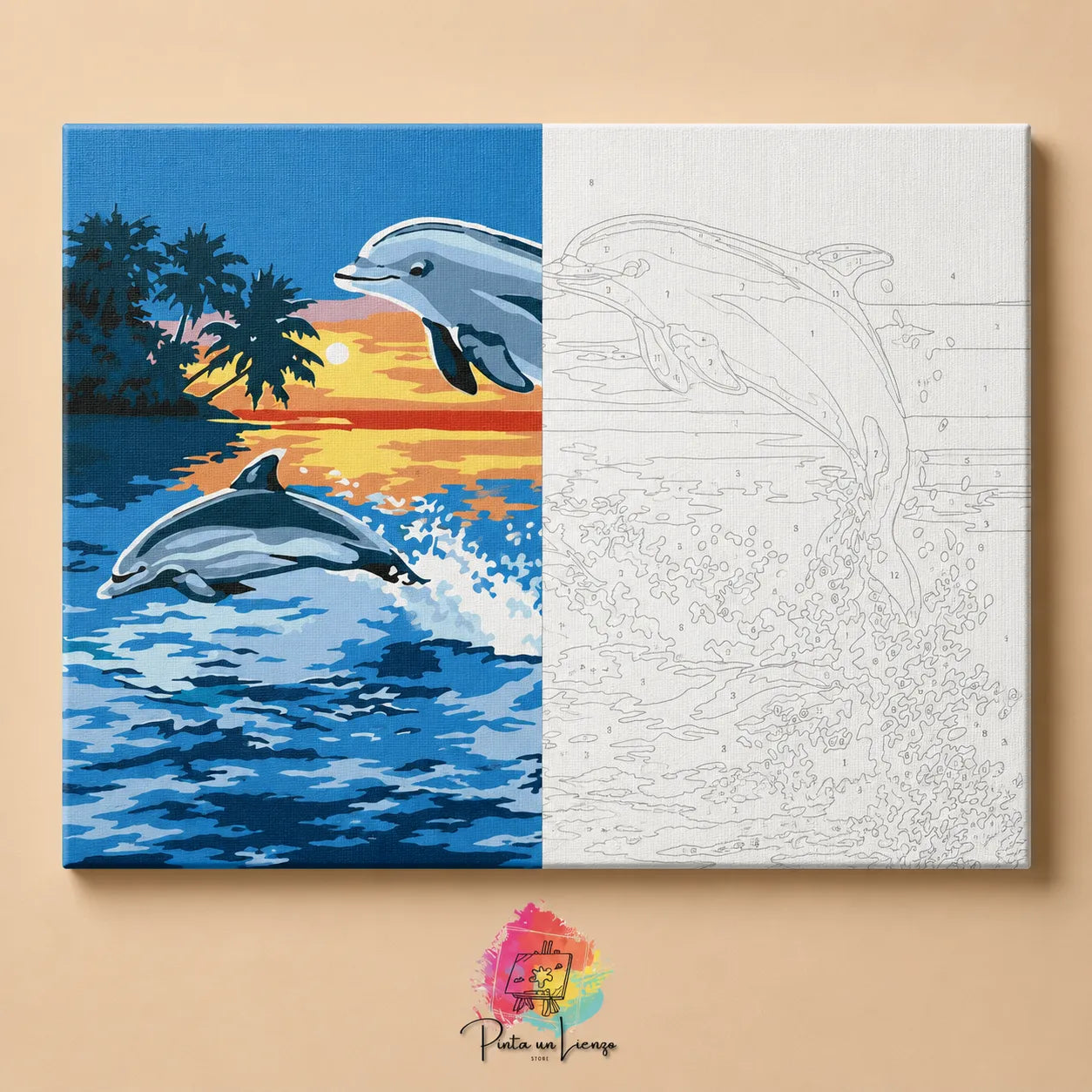 Kit para pintar por números - Delfines en el mar