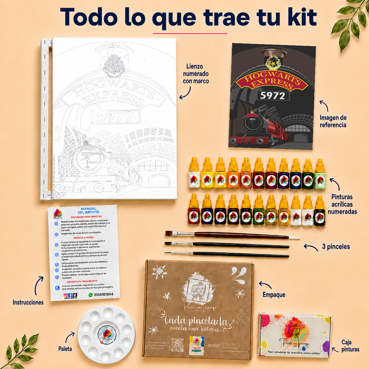 Kit de Lienzo para pintar por números - Tren Hogwarts Express Harry Potter